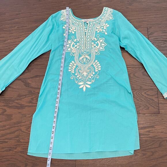Bella Tu Sea Foam Green Embroidered Cotton Tunic Size Small - Picture 7 of 9